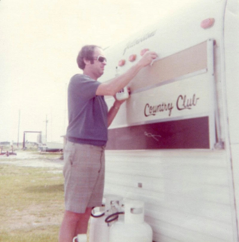 Dr. Stanley getting the family camper ready for a trip. Becky and Andy have often told the story of how one of their family vacations was 5 weeks long!