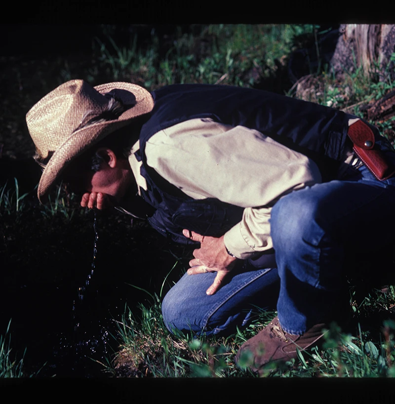 Dr. Stanley on a camping trip.